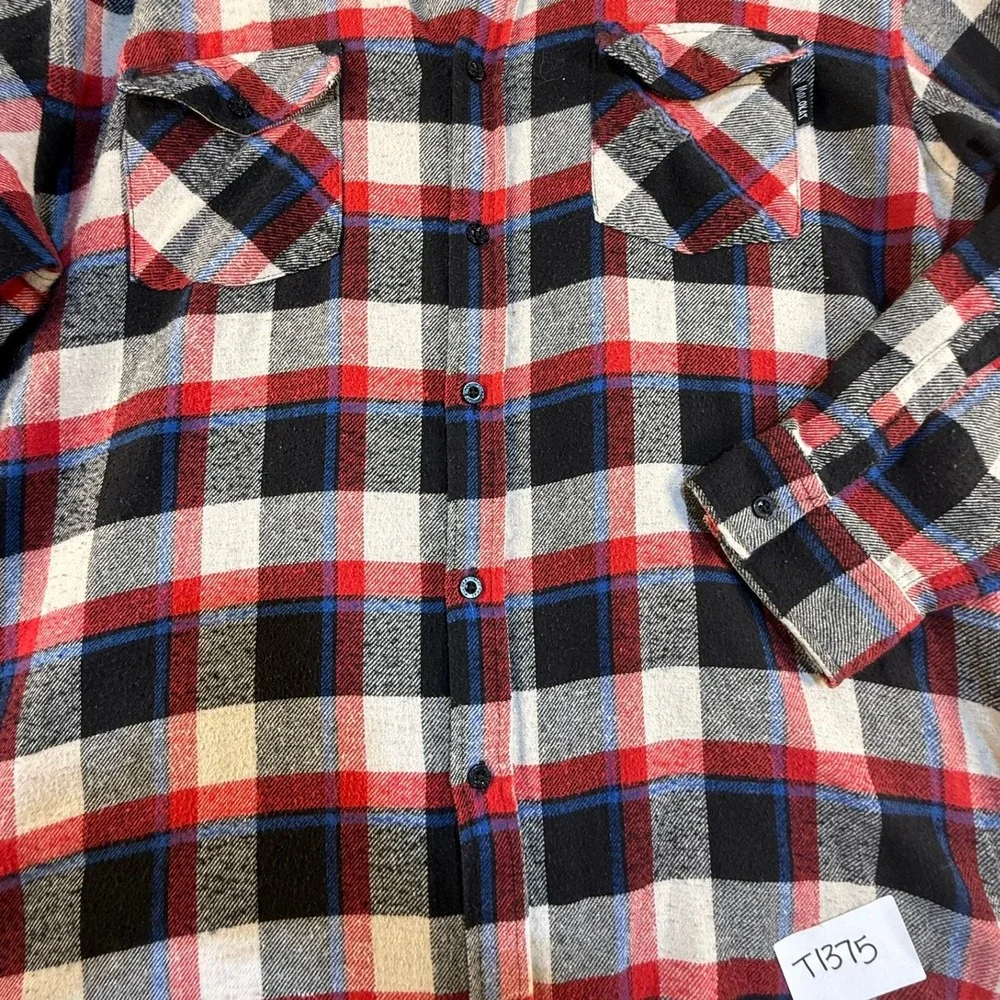 Molokai Surf Co Men XL Flannel Shirt Red White Black Plaid Long Sleeve Button Up
